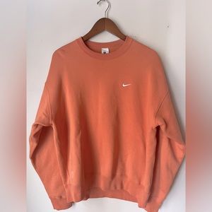 Nike Long Sleeve Crew Neck Sweater, Orange, Size M